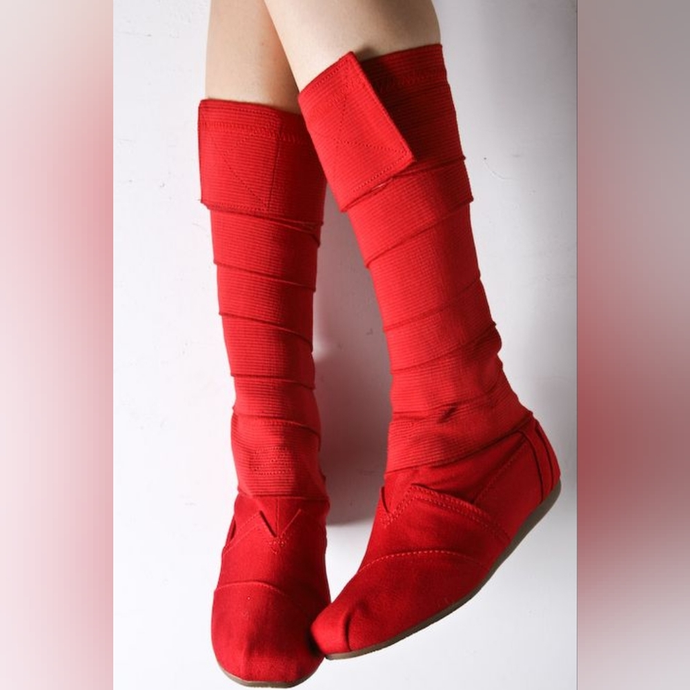 Toms Vibrant Red Over the Knee Boots